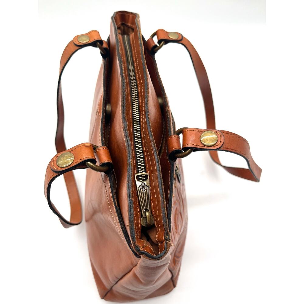 PATRICIA NASH Tooled Leather Poppy Tote, Embossed Florence Brown - Picture 8 of 13